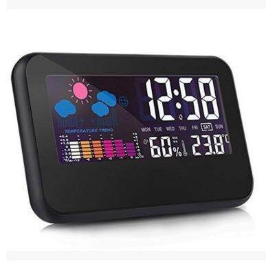 万年历温湿度彩屏时钟天气预报LCD背光闹钟2618T声控感应钟