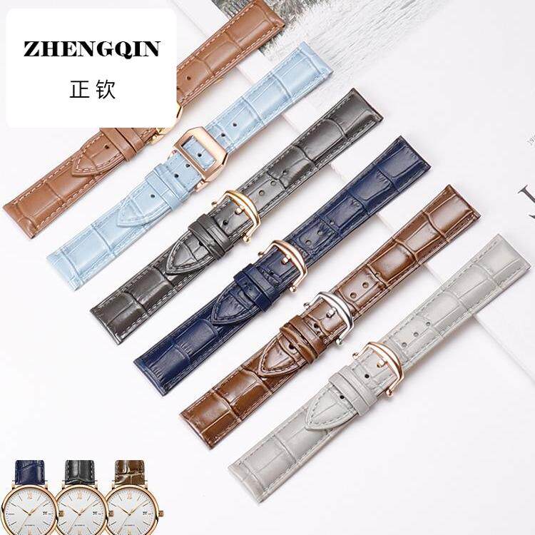 适用万国真皮表带鳄鱼纹柏涛菲诺葡萄牙7计时iwc七日飞行员手表带