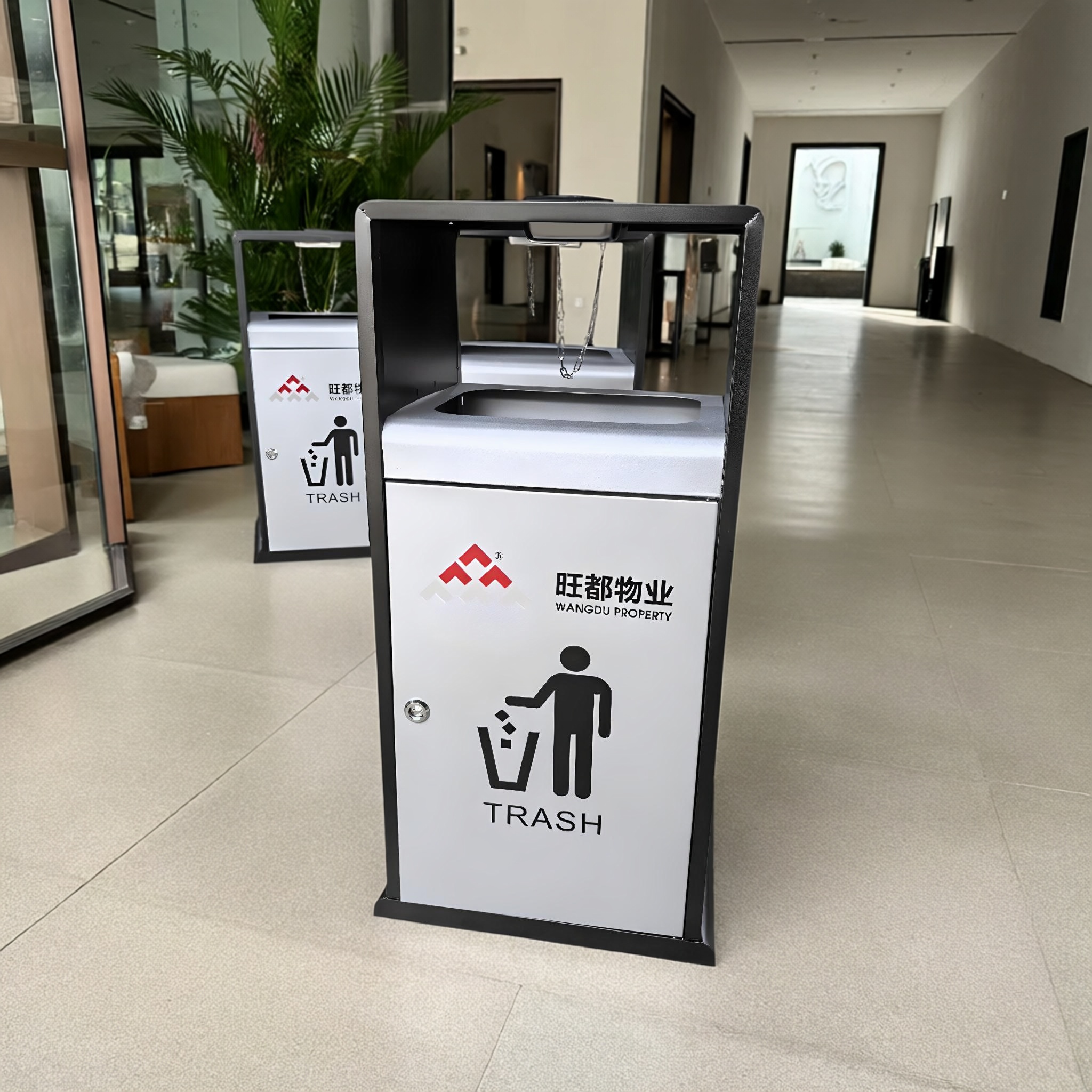 聚亮不锈钢垃圾桶户外简约果皮箱室外创意定制售楼部商业小区广场