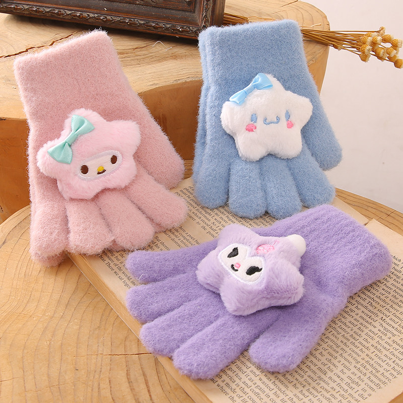 3-8岁儿童五指手套可爱星星保暖