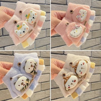 婴儿宝宝半指翻盖两用手套男女宝