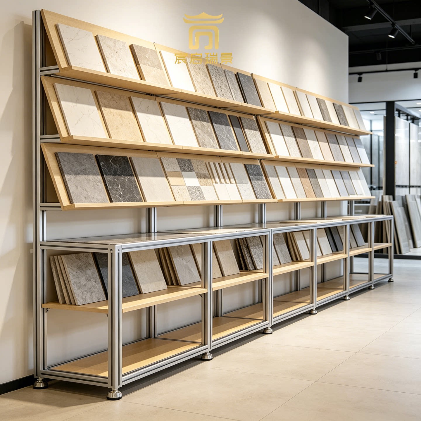 铝合金瓷砖展示架落地式多层陈列架建材店样品架商用置物架可定制图片