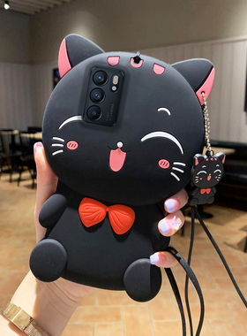 招财猫opporeno3手机壳reno6pro可爱5k情侣4se卡通a93加厚a55防摔a92s全包a72软硅胶套a32创意k7个性k5女款56