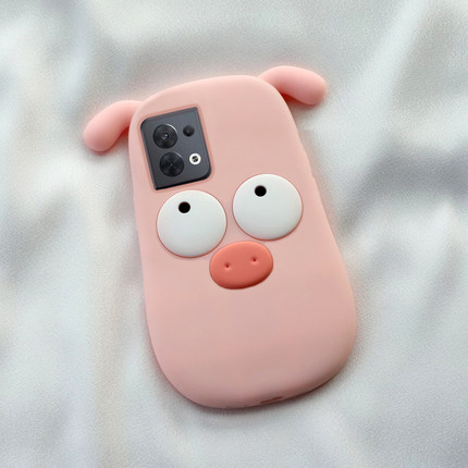 小粉猪oppo reno10/8/7/6手机壳a97可爱a96卡通a93加厚a92s防摔72全包55保护56软k9x硅胶套58创意a1pro新款a5