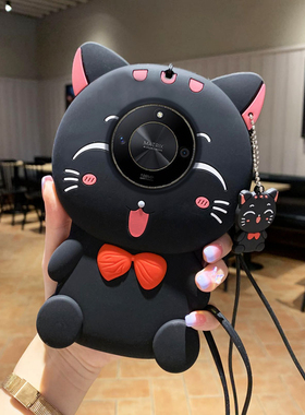 招财猫适用华为荣耀x50i手机壳v40轻奢版9xpro可爱8x卡通8a加厚play3防摔7c全包畅玩20软硅胶套9x创意5新款90