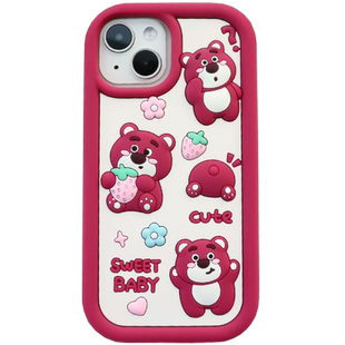 三只玫红小熊适用苹果iphone17/16/15pro手机壳14可爱13promax卡通12全包保护11加厚防摔max软硅胶套创意新款