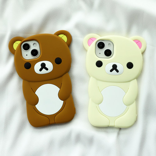 苹果立体卡通熊全包边一体硅胶套