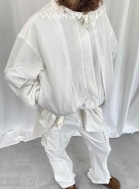 LYUOCHENG x weel weel 可拆卸花卉白色休闲夹克外套