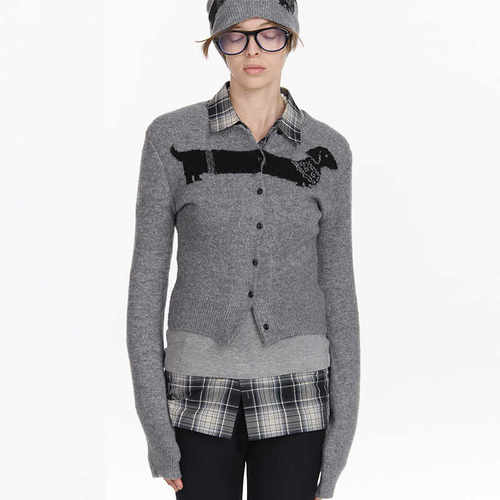 提花腊肠狗LYUOCHENG针织开衫