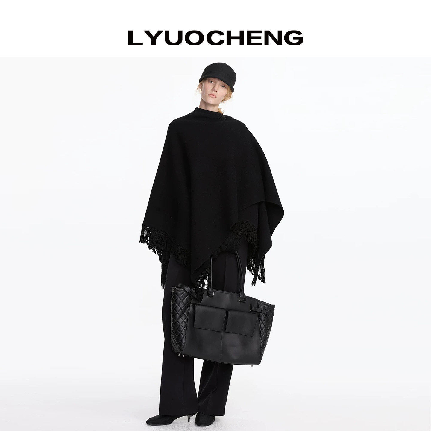 LYUOCHENG 秋冬绵羊毛流苏休闲披肩
