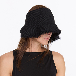 LYUOCHENG 春夏毛边草编渔夫帽空顶盆帽