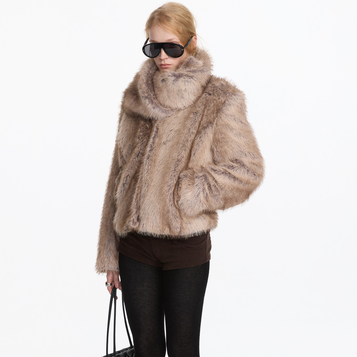 LYUOCHENG 秋冬复古宽肩圆领中短款环保皮草外套,女装/女士精品,短外套,淘宝优惠券,粉丝福利购,淘宝优惠卷