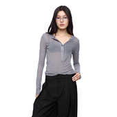 LYUOCHENG赵露思许妍同款 早秋休闲三色复古亨利领防晒天丝上衣