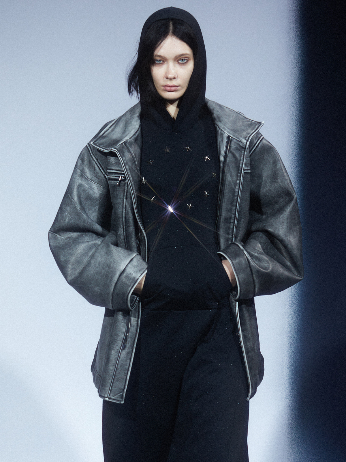 休闲复古pu做旧擦色外套上衣