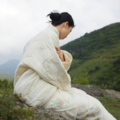 943paradise久肆叁原创刺绣新中式 米白色盘扣葫芦纹中长棉衣外套