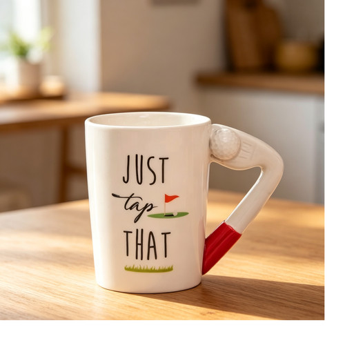 高尔夫运动主题陶瓷马克杯有JUST tap THAT收藏送品水杯茶杯