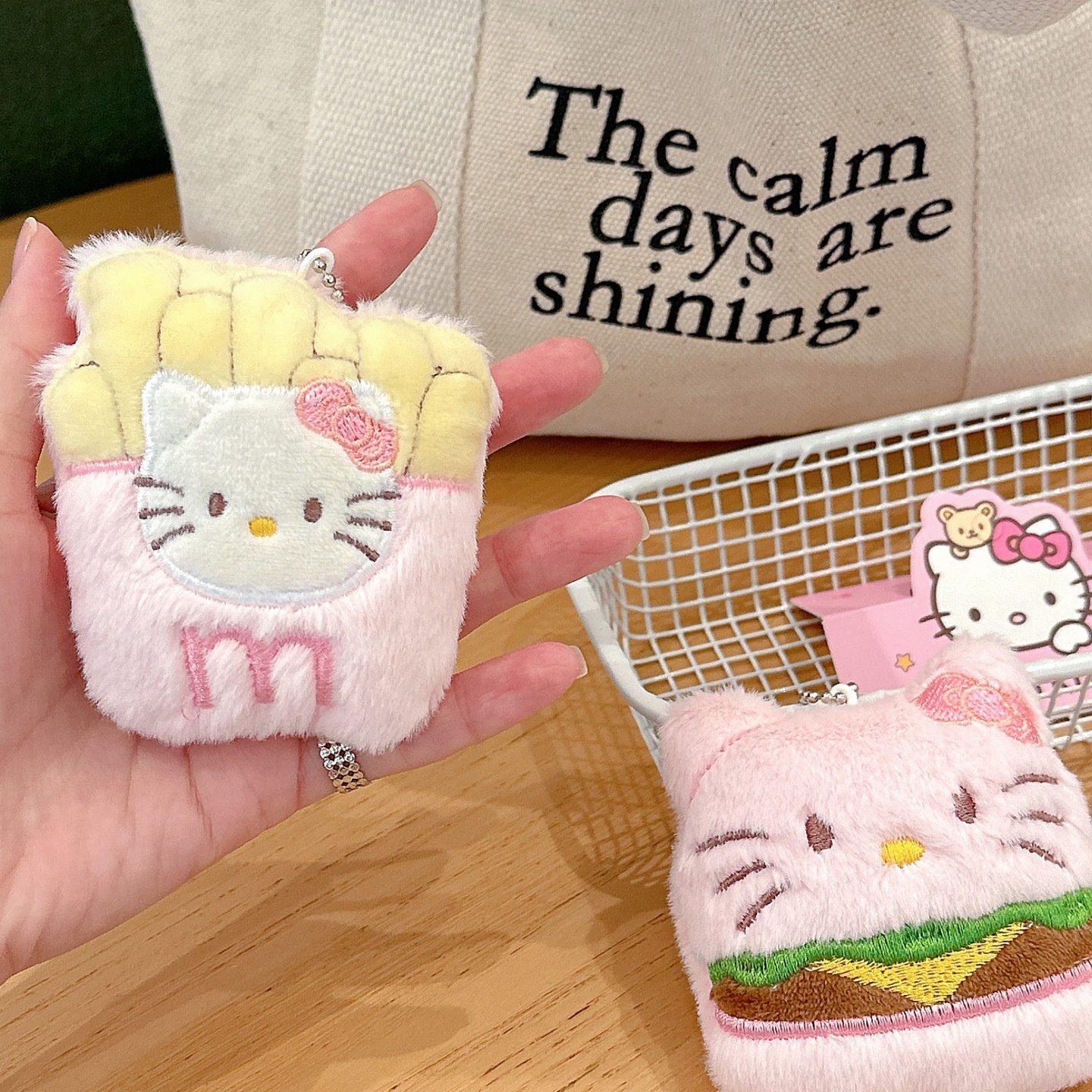 日系卡通食物KT猫挂件公仔可爱甜甜圈面包造型毛绒kitty玩偶挂饰