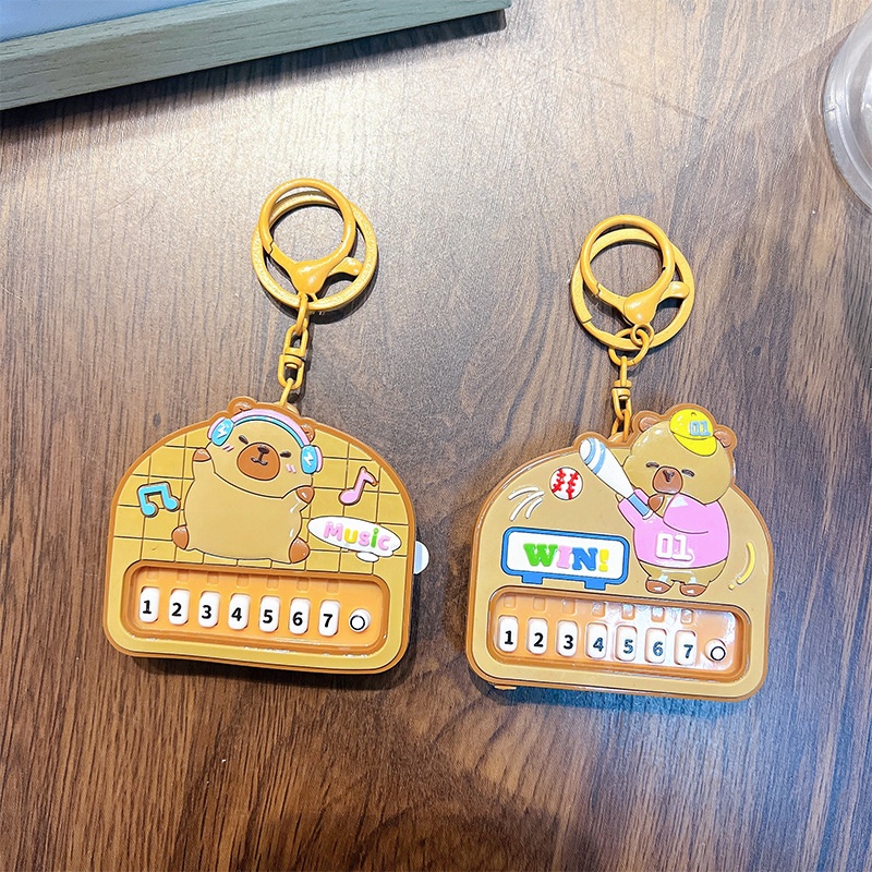 卡通卡皮巴拉趣味音乐钢琴钥匙扣挂件小礼物发声玩具包包挂饰礼品