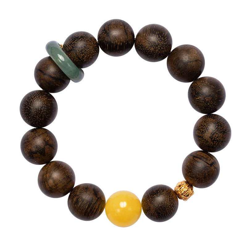 现货正品沉香手链手串男款印尼S925纯银镀18k金蜜蜡源头工厂