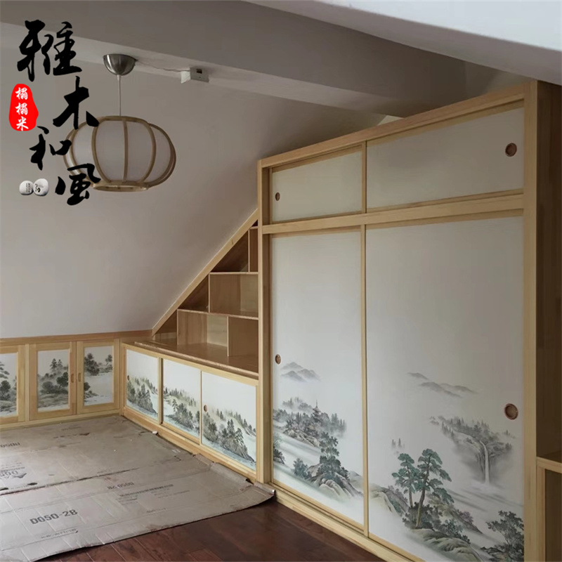 日式福司玛衣柜门彩绘门和室门榻榻米衣柜门隔断移门纸门山水画门