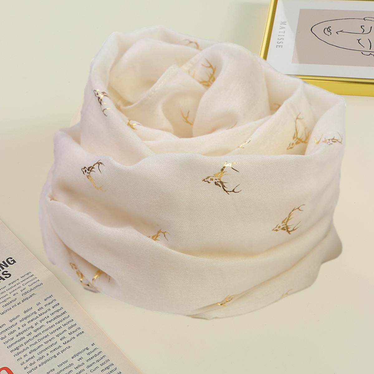 2023新款围巾女棉麻春秋长款韩版百搭薄款冬季披肩围脖丝巾米白色