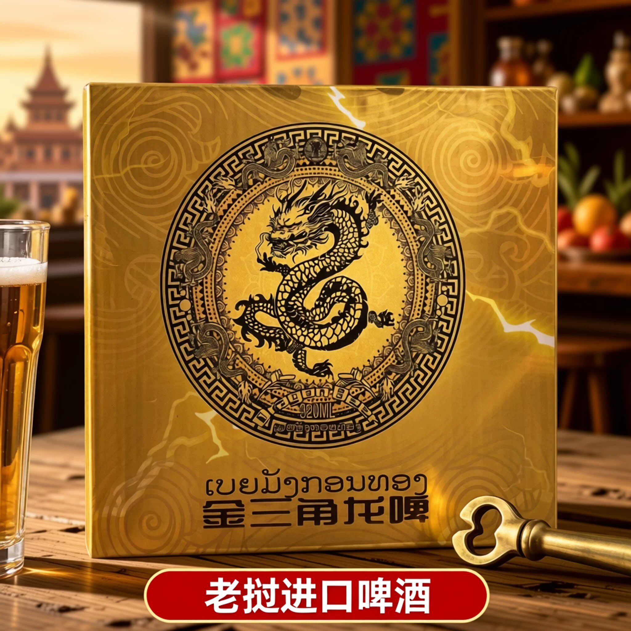 老挝进口啤酒金三角龙啤酒精度4啤酒