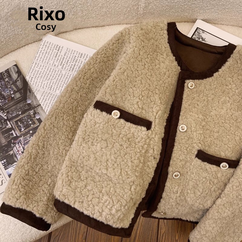 RIXO COSY小香风外套女秋冬新款小个子羊羔毛皮毛一体上衣潮