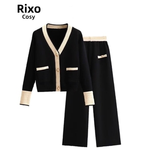 秋冬时尚 套装 显瘦盐系两件套 COSY小香风针织外套阔腿裤 RIXO