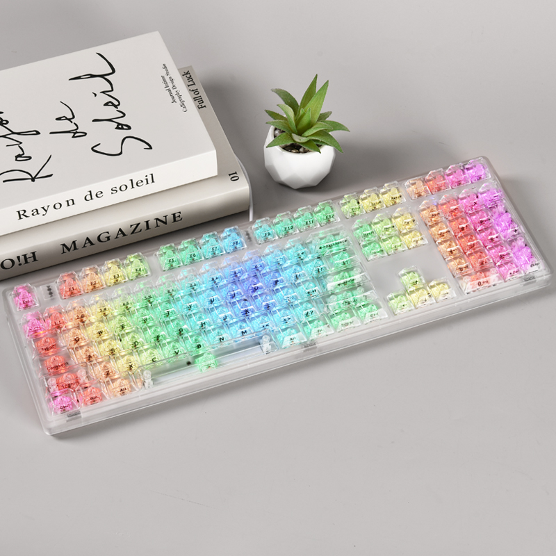 108键全透明键盘鼠标套装无线RGB