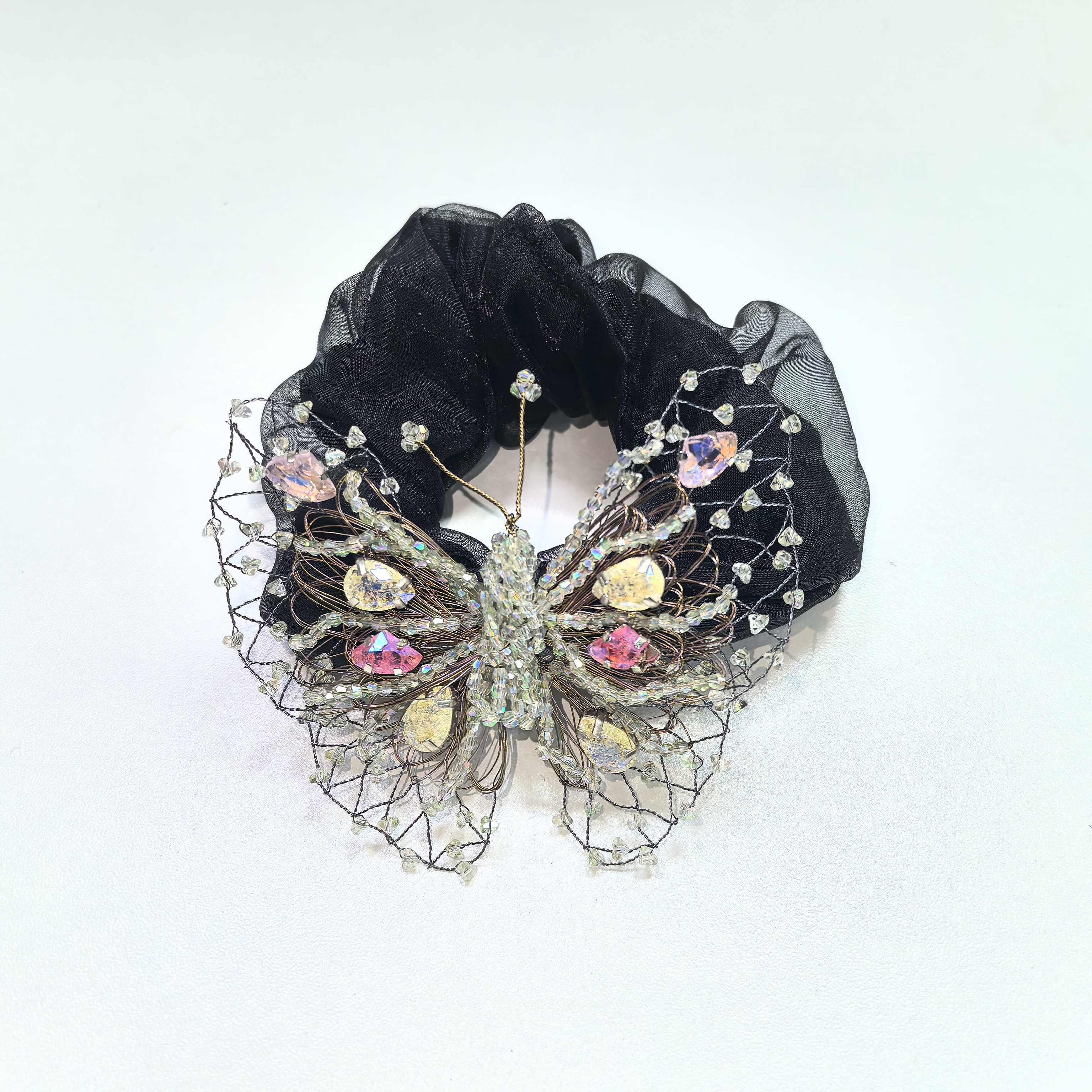 莫奈璀璨印象蝶舞薄纱发圈大肠圈高定设计气质高级感