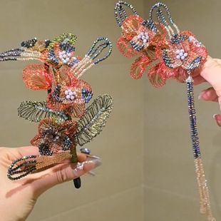 莫奈似锦嫣红原创牡丹红花朵发箍系列花朵发夹