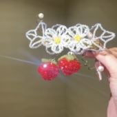 莫奈草莓原创设计手工编织发夹边夹