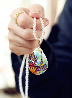 繁花旧梦手绘巴洛克珍珠吊坠