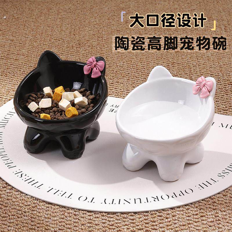 陶瓷猫碗猫咪碗猫吃饭碗水碗斜口猫粮可爱专用宠物碗狗碗猫食盆