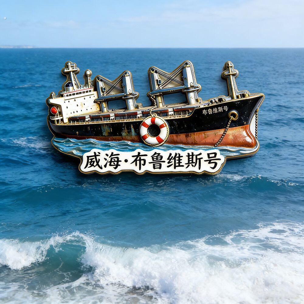 山东威海布鲁维斯号树脂立体浮雕磁吸冰箱贴旅游文旅纪念小礼品