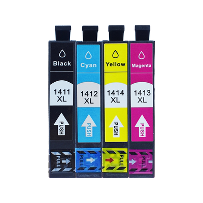 900WD彩色墨盒T1411通用爱普生牌ME Office900WD打印机960FWD更换墨水盒彩墨墨合141水彩磨合黑色油墨BK耗材