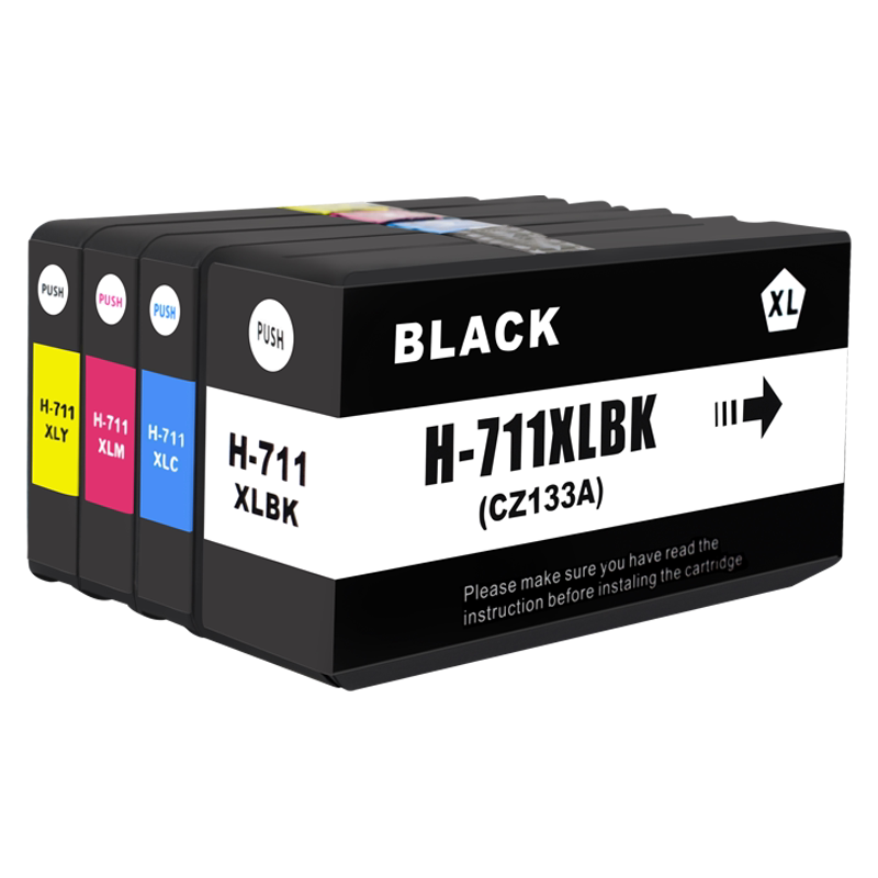 711XL四色墨盒适用HP惠普大幅面打印机T120墨水盒T520绘图仪T530磨合CZ133A黑CZ130A蓝CZ131A红CZ132A黄墨合