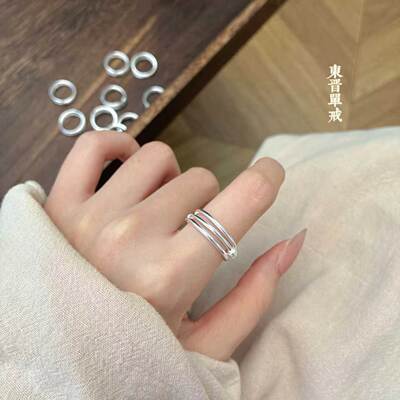 足银S999.9东晋双股推拉戒指
