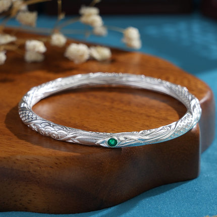 足银s999.9哪吒魔童乾坤圈银手镯男女纯银闭口镯子国风古法实心镯