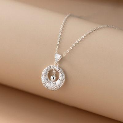 足银999花丝平安扣项链吊坠