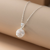 足银s999花丝绣球形项链吊坠女正品 国风 纯银镂空锁骨链坠子新中式