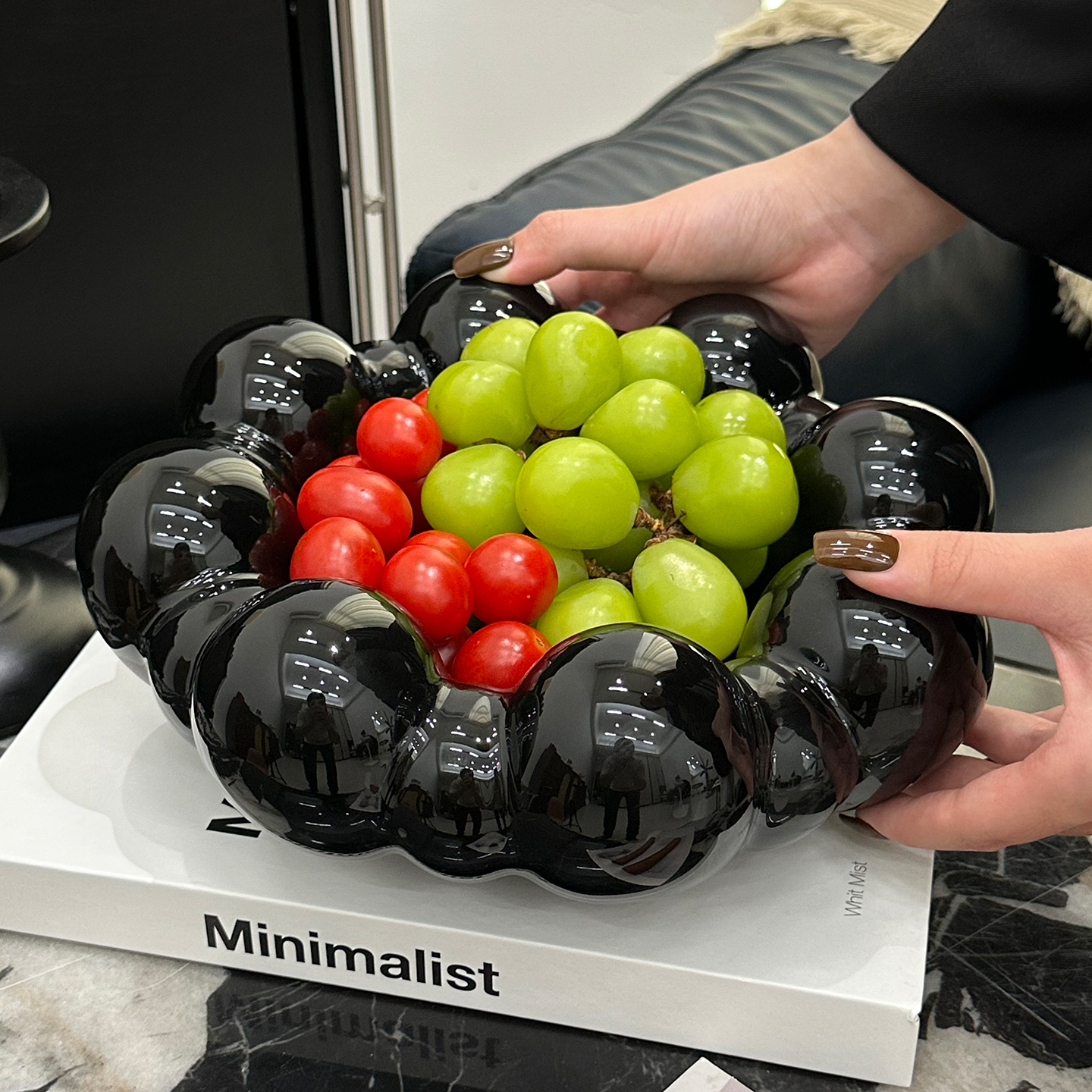 轻奢果盘陶瓷高级客厅茶几干果盘