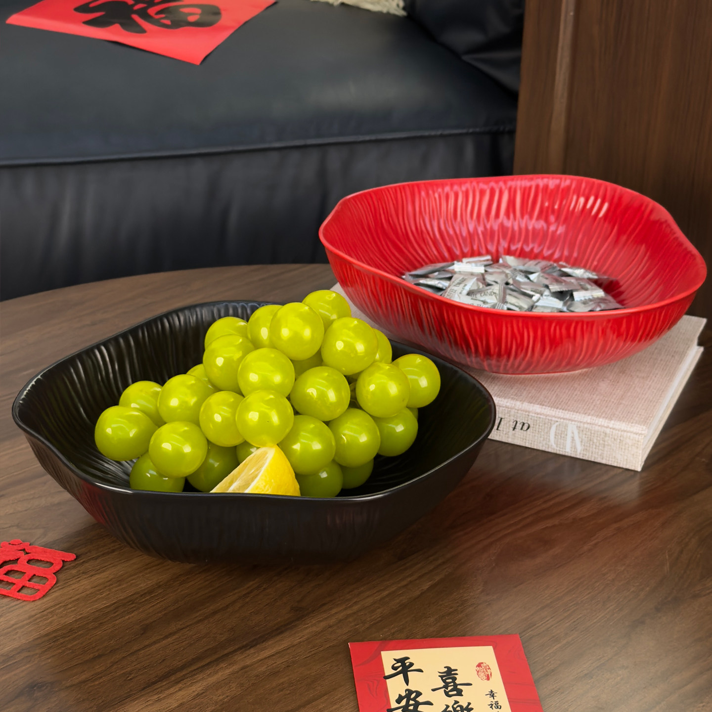 金卡佰水果盘客厅茶几家用零食摆放盘新款装糖果乔迁之喜红色盘子,餐饮具,果盆/果盘/果篮,淘宝优惠券,粉丝福利购,淘宝优惠卷