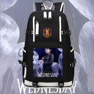 2024亚当斯一家双肩包旅行包星期三Wednesday复古男女大容量电脑