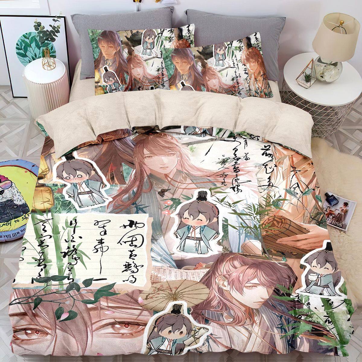 二次元卡通动漫秋冬加厚代号鸢牛奶绒床品四件套被套防静电