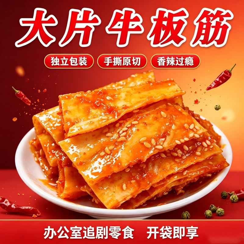 草原卤制牛板筋开袋即食熟食小吃休闲肉制品零食办公室零食批发