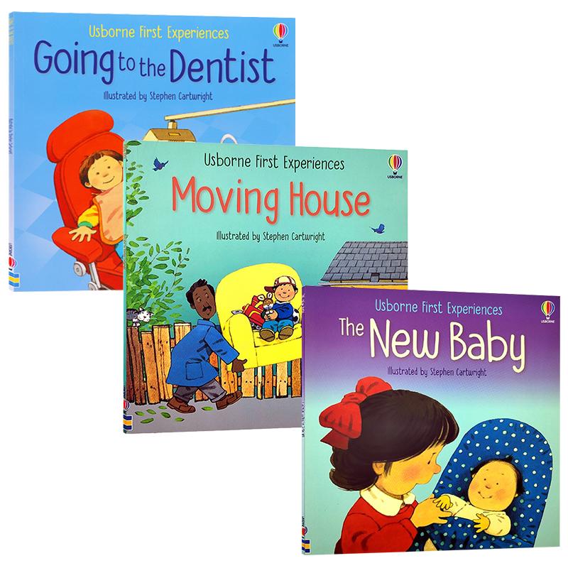 儿童初体验绘本故事书3册  Usborne First Experiences Going to the Dentist/The New Baby/Moving House 英文原版儿童启蒙图画书