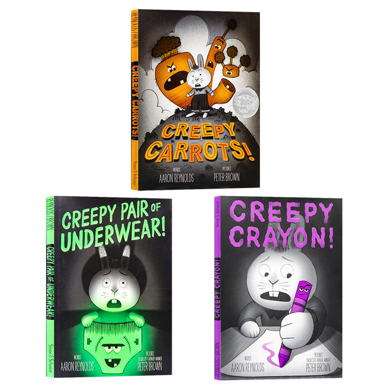 胡萝卜怪系列3册 英文原版漫画 Creepy tales Carrots Crayon Underwear 蜡笔怪内裤怪恐怖故事凯迪克获奖得主 Aaron Reynolds精装