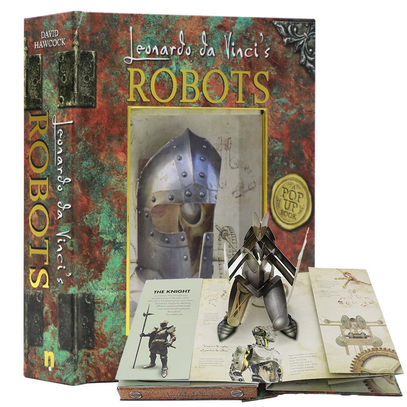 达芬奇的机器人立体书 英文原版 Leonardo da Vinci's Robots 未来机械科普百科精装趣味3D立体翻翻书进口书籍David Hawcock
