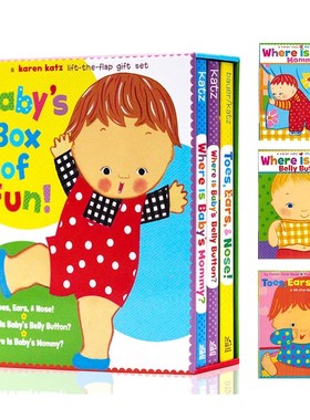 英文原版绘本Karen Katz凯伦卡茨 Where Is Baby's Belly Button宝宝的肚脐眼在哪里经典翻翻书3册盒装儿童启蒙学习英语karenkatz